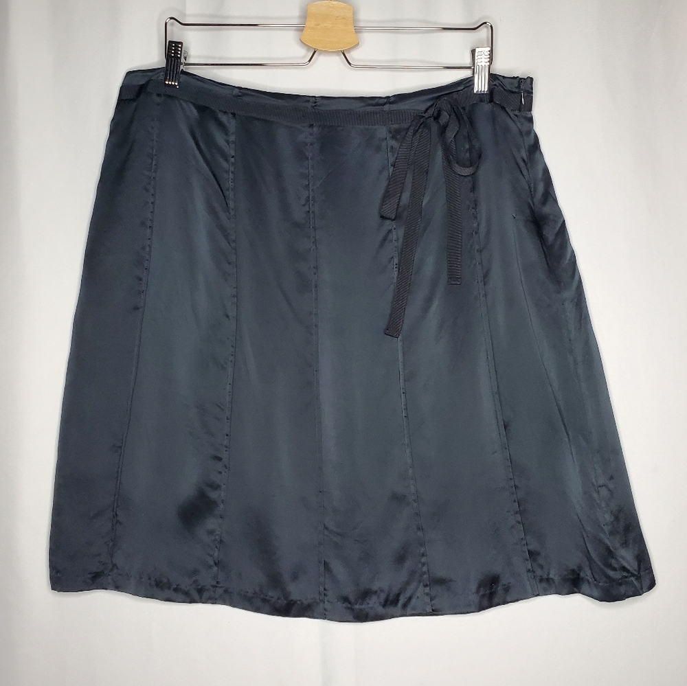 Vtg Mossimo Silk Satin Skirt 16 Black Belt Tie Mini Y2K‎ Whimsigoth Fairycore